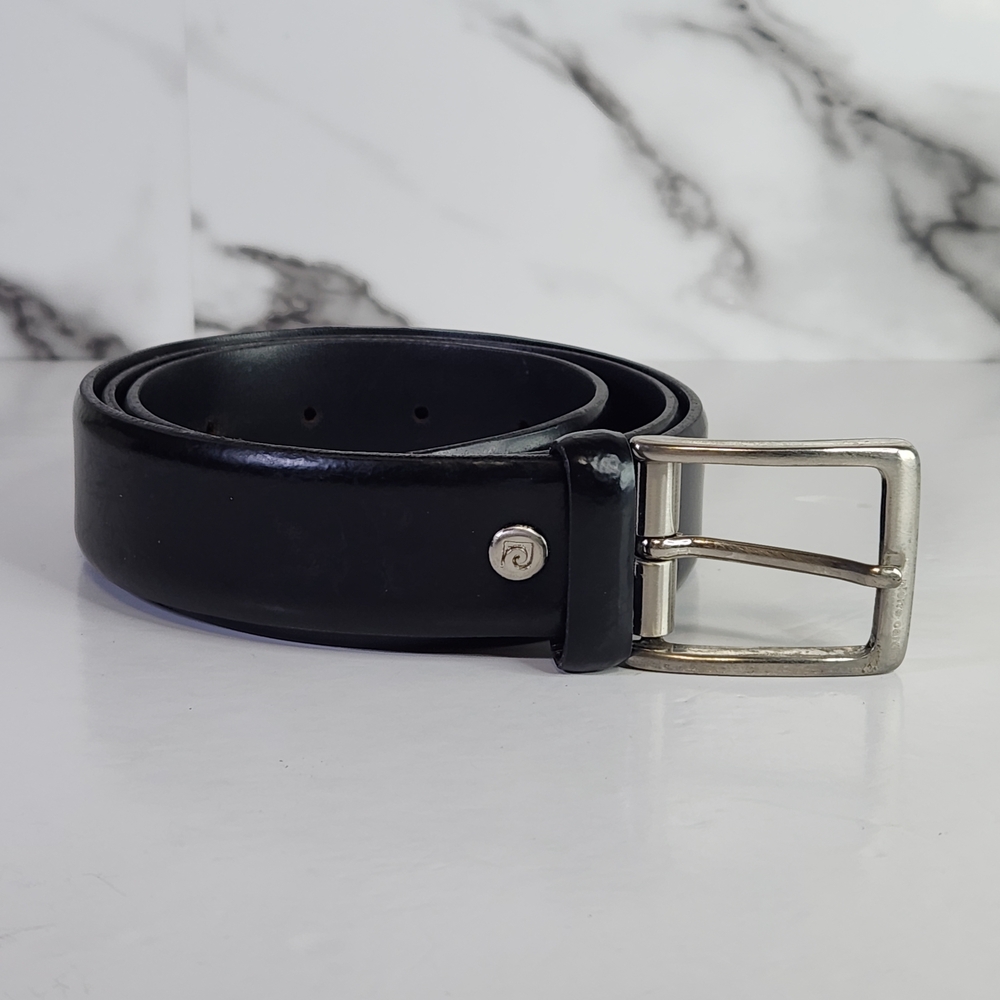 Pierre Cardin Genuine Leather Blelt Black With Silver Buckle 34-38